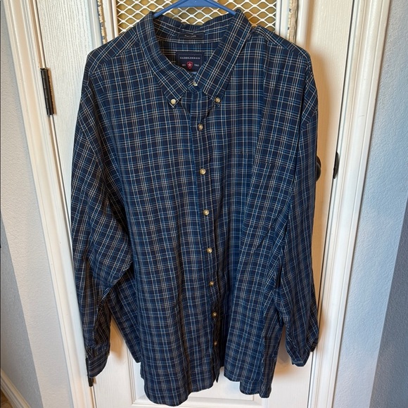 Saddlebred Navy and Gold Plaid Dress Shirt 3XL - Picture 1 of 1